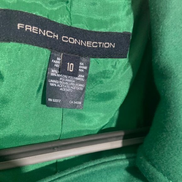 French Connection Women's Wool Blend Green Mid Length Stylish Peacoat - Size 10 - Picture 2 of 12
